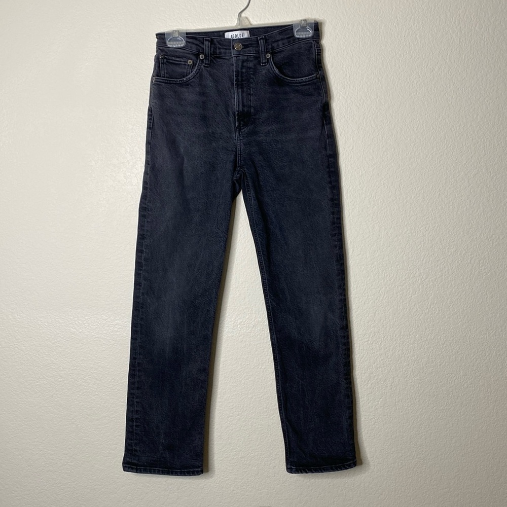 Agolde Wilder straight leg jeans women's 25 distressed black EUC